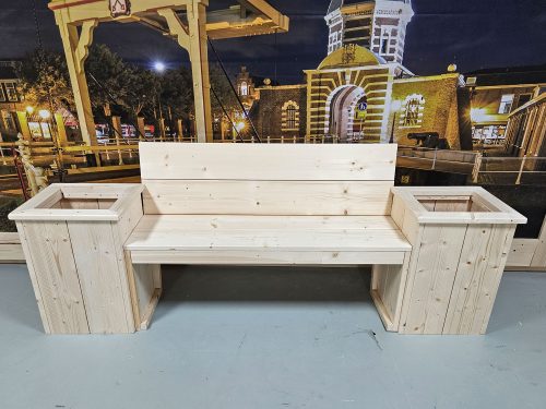 Steigerhouten Zitbank met Bloembakken