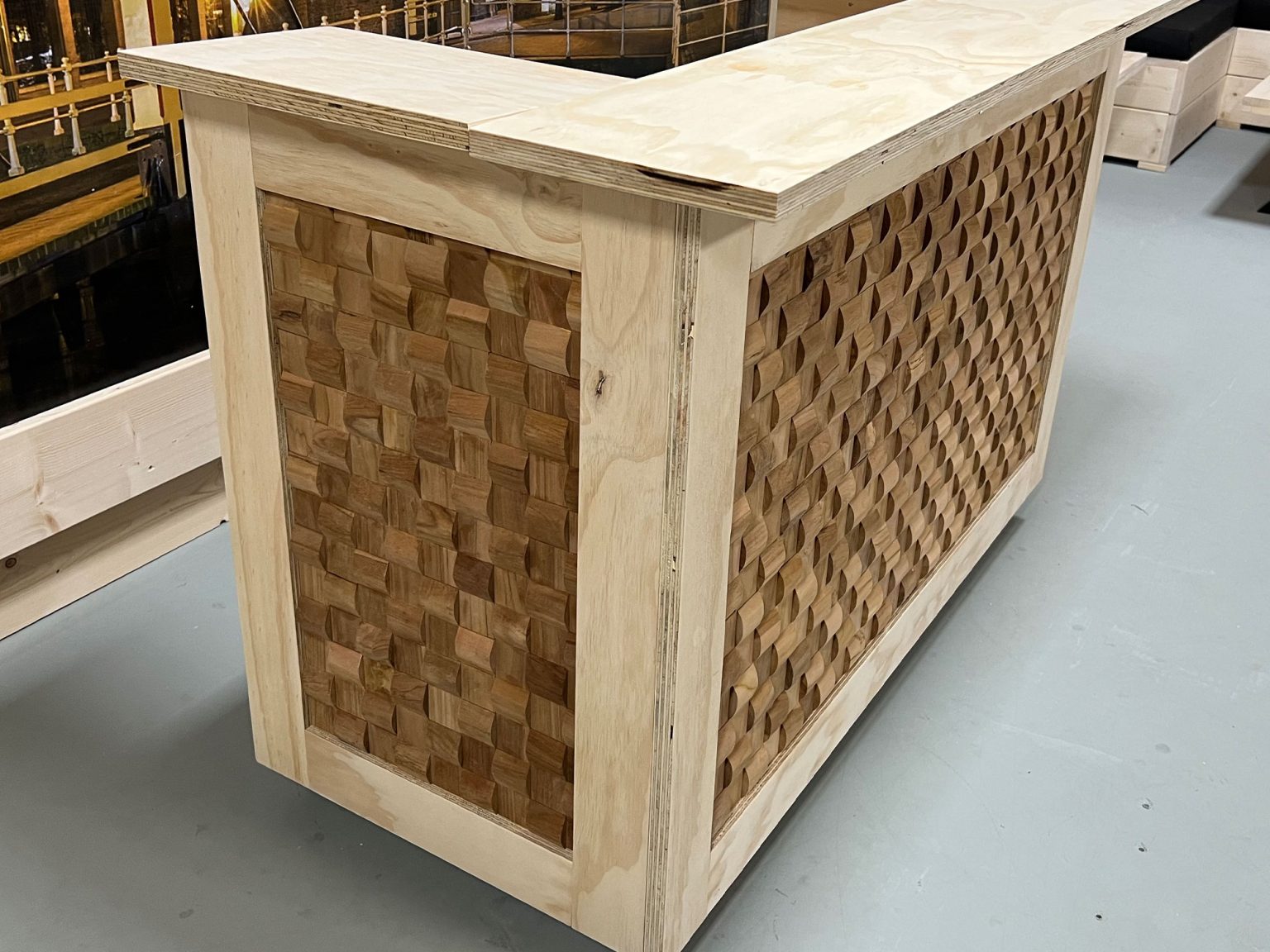 Houten Bar met Teak Mozaïek | Design Bar Deluxe