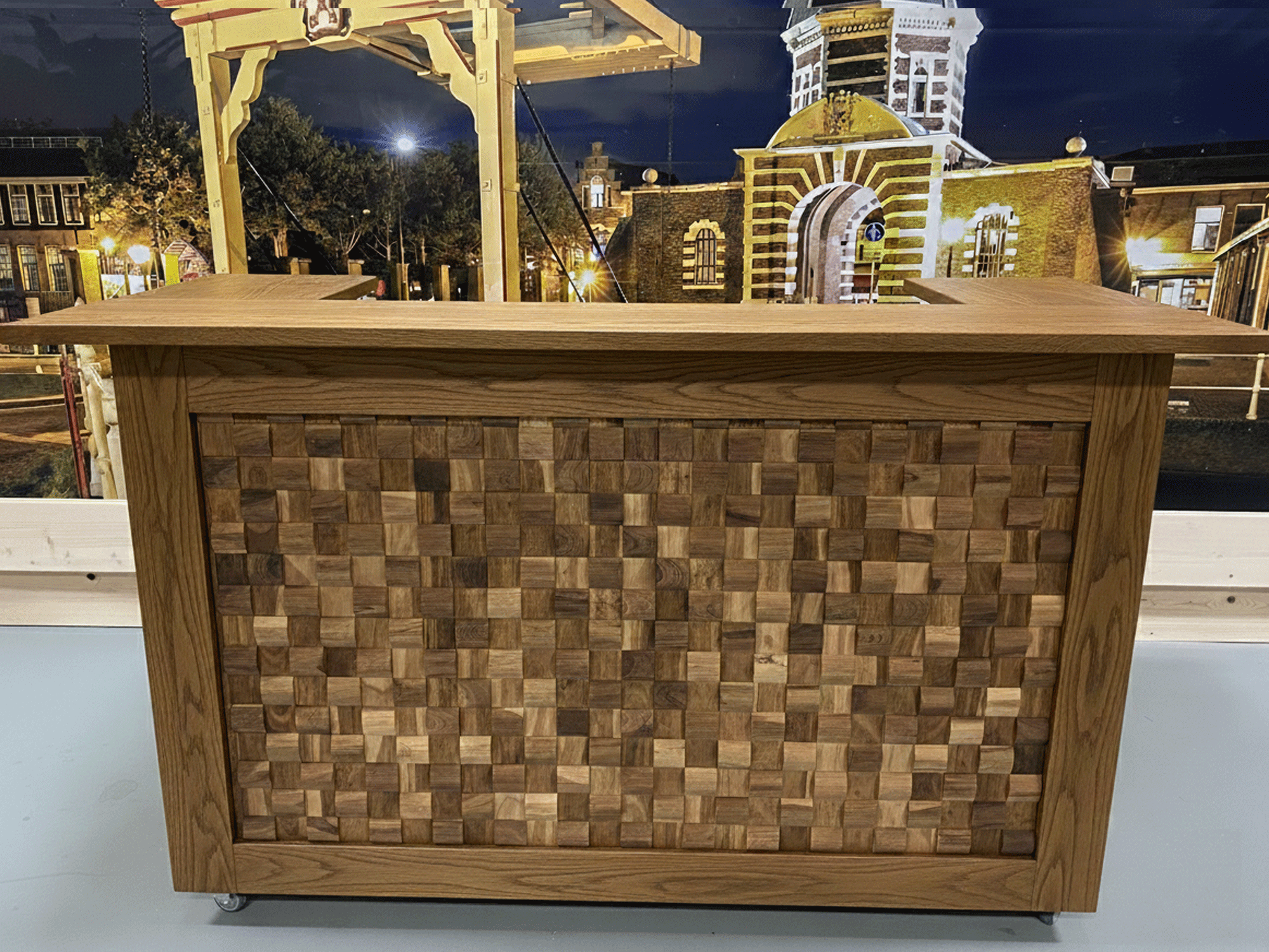 Steigerhouten Meubelen Leiden Design Bar Deluxe - Houten Bar met Teak Mozaïek Paneel