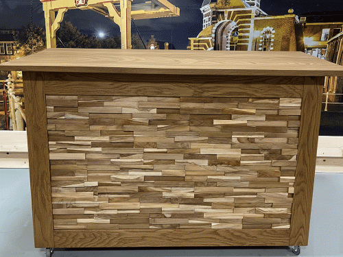 Toonbank met teak latten