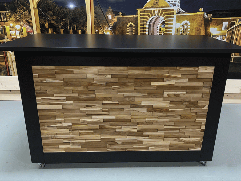 Toonbank met teak latten