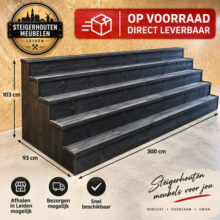 Presentatietrap 300 cm – Zwart – Direct leverbaar