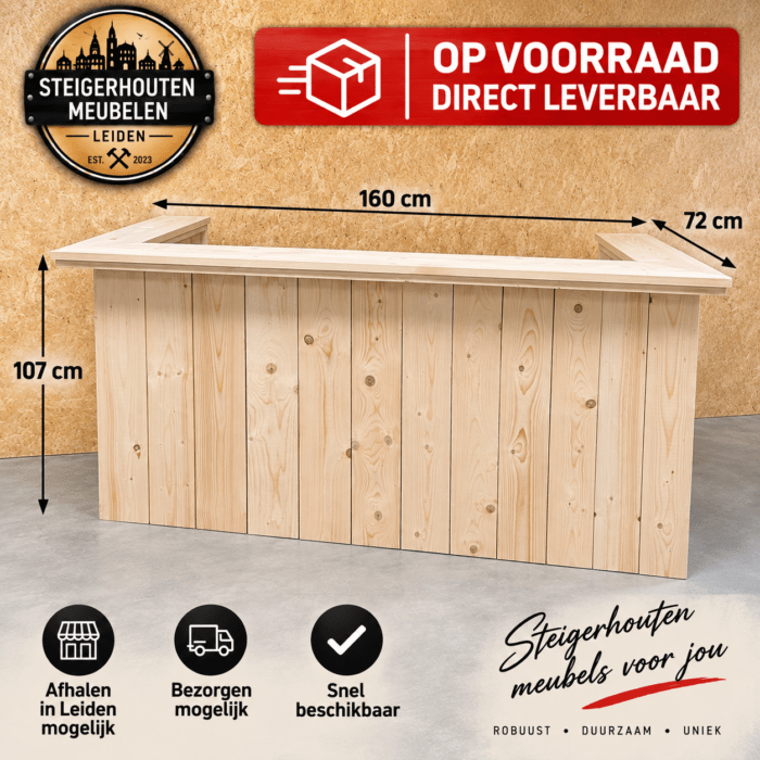 Steigerhouten Bar 160 cm - Direct Leverbaar