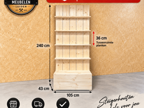Steigerhouten Display Stelling - 240 cm - Direct Leverbaar