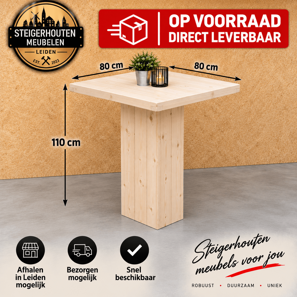 Steigerhouten Statafel 80x80