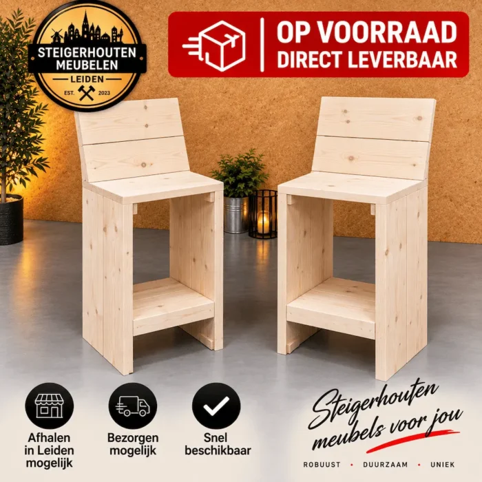 Luxe Steigerhouten Barkruk