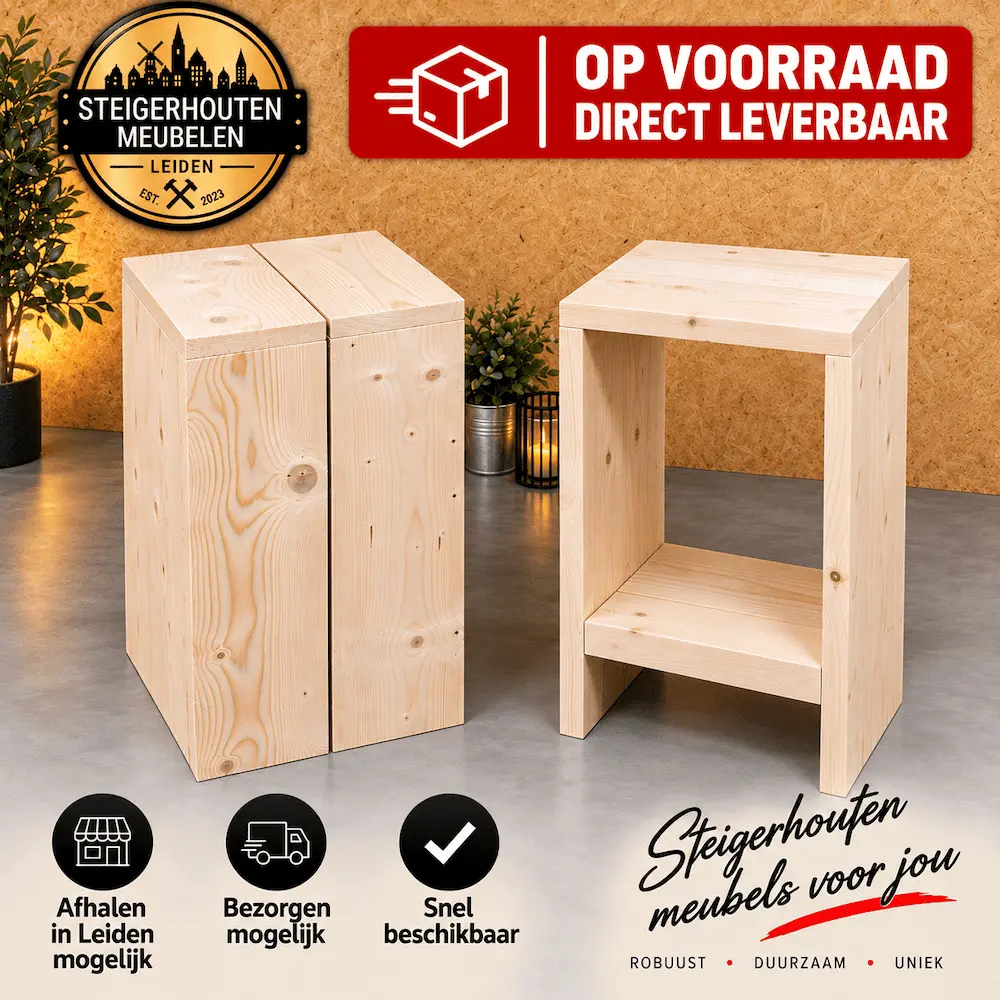 Steigerhouten Barkruk (1st) - Direct Leverbaar
