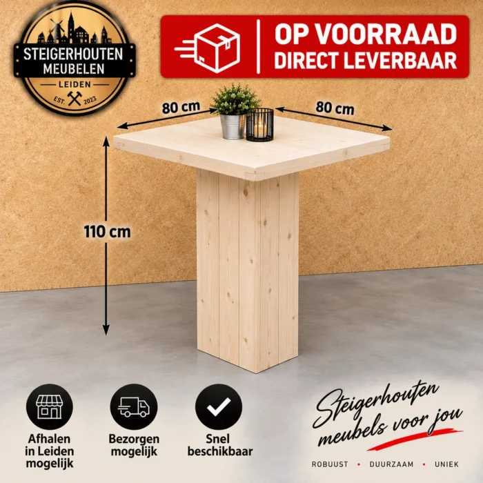 Steigerhouten Statafel 80x80